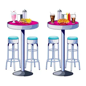 Beistle Plastic Soda Shop Tables & Stools Props (Part 3) - 2-Pack, 1 Count Per Pack, Festive Party Decor Accessory, Soda Theme Home Supply Gift