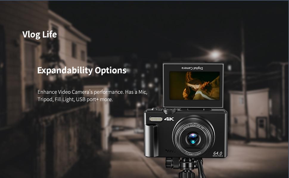 Lmzour 4K 64MP Digital Camera for TikTok  | 180° Flip Screen Vlogging Camera for YouTube & Selfies | 18X Zoom Point & Shoot | Beginner Friendly Compact Camera with 32GB SD Card (Black)