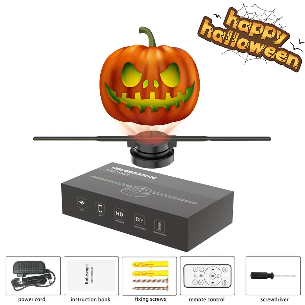 3D Hologram Projection Light 3D Hologram Display Fan Two Blades 42cm User-Friendly Plug and Play Holographic Advertising Show LED Lights Easy Wall Mou