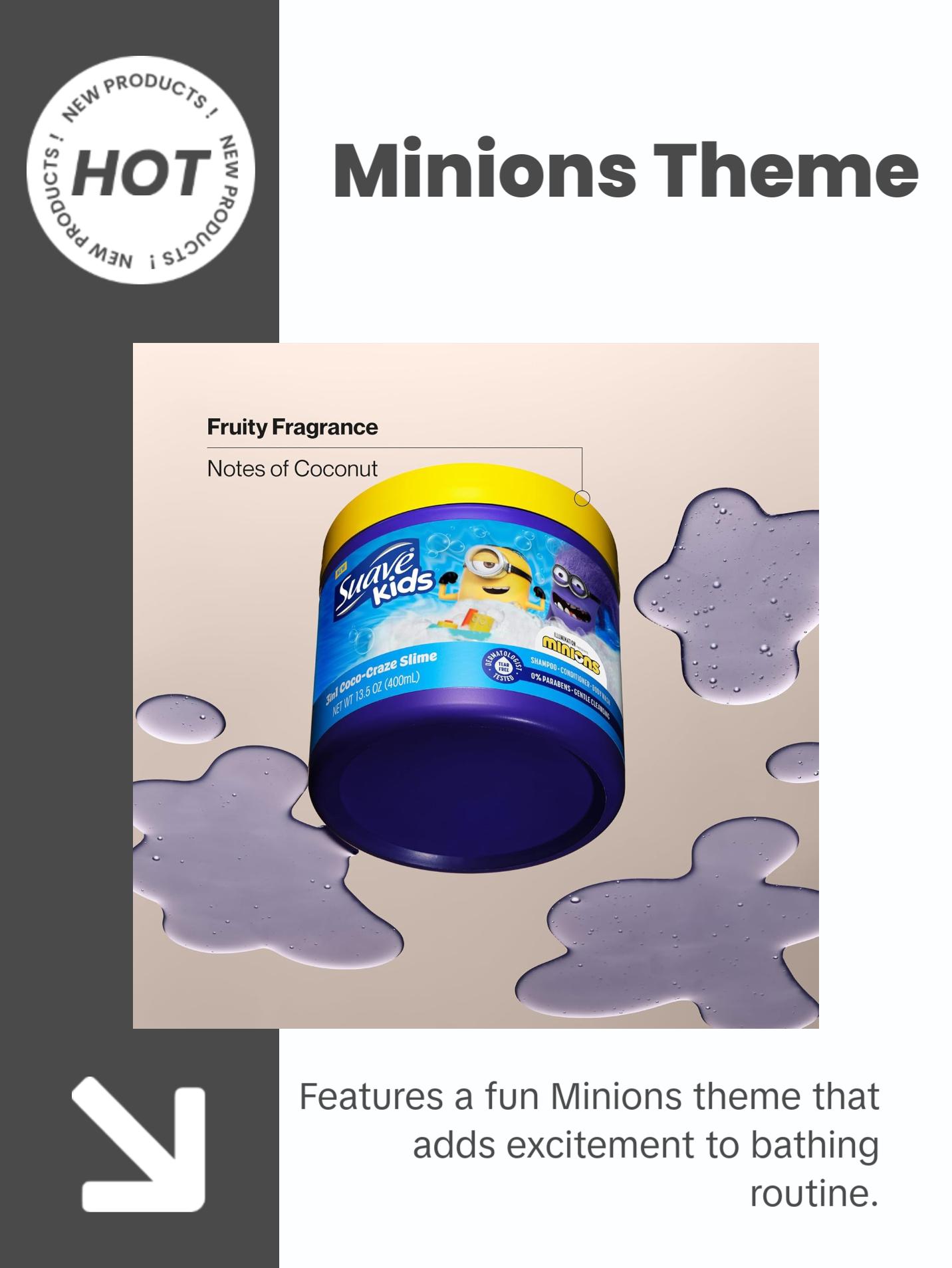 Suave Kids 3-in-1 Coco-Craze Slime 3-Pack — Shampoo, Conditioner + Body Wash for Kids!