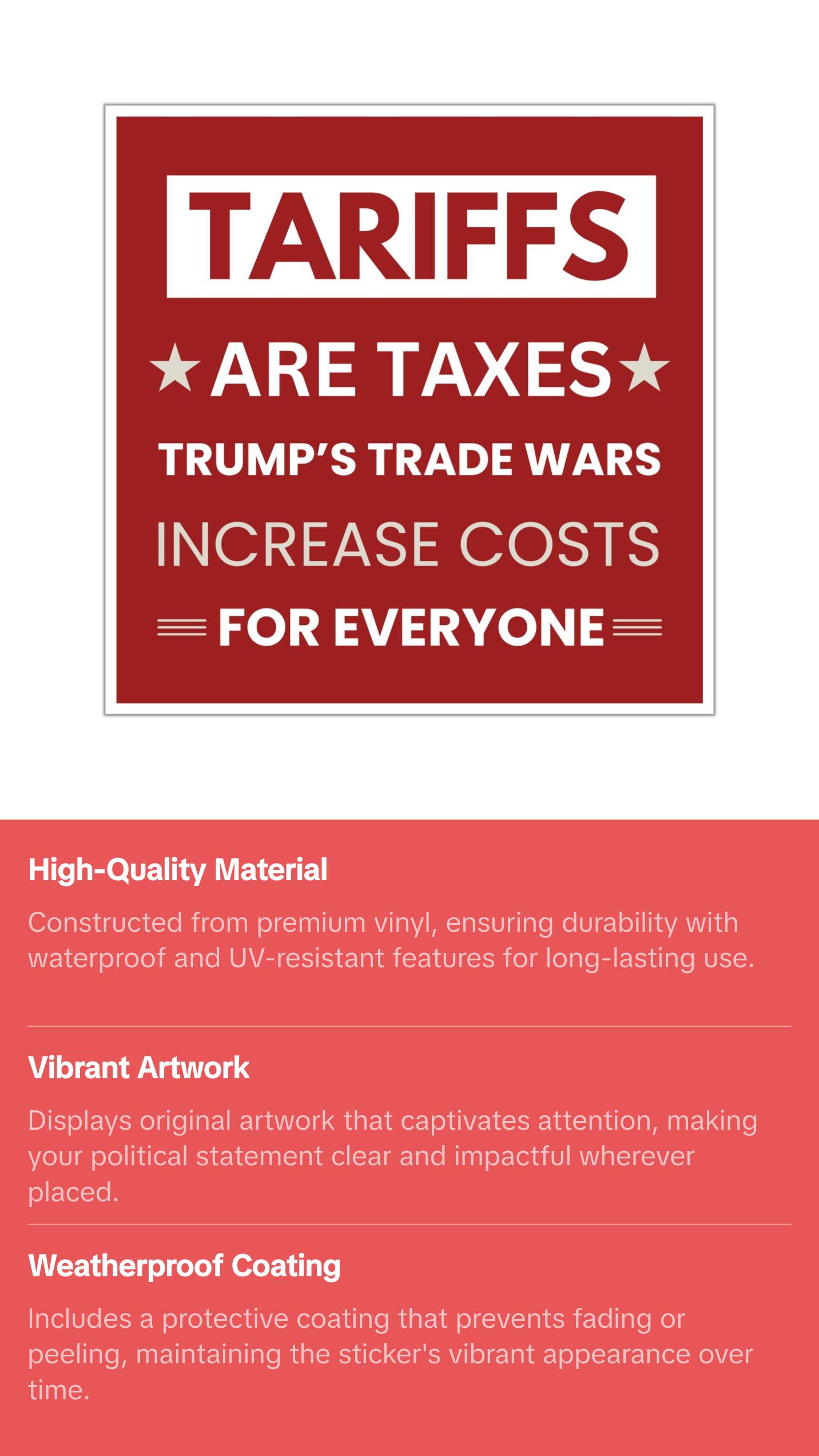 Tariffs Sticker, Trump Decal, Anti Conservative Sticker, Resistance Sticker