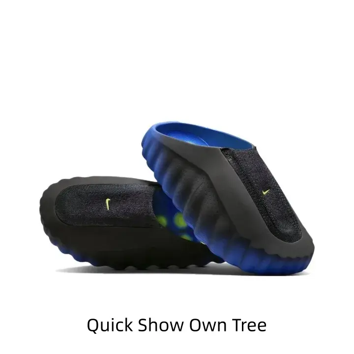 Couple Matching Beach Slide Trainers, Deep Black Blue Gradient Full Grain Foam, Abrasion-resistant Shock-absorb Yellow Outsole