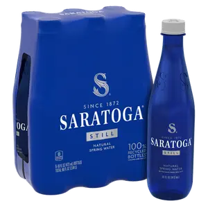 Saratoga Still Spring Water 16 fl oz 6-Pack Recycled Cobalt Blue Bottles Light Smooth Taste No Calories Ideal for Hydration