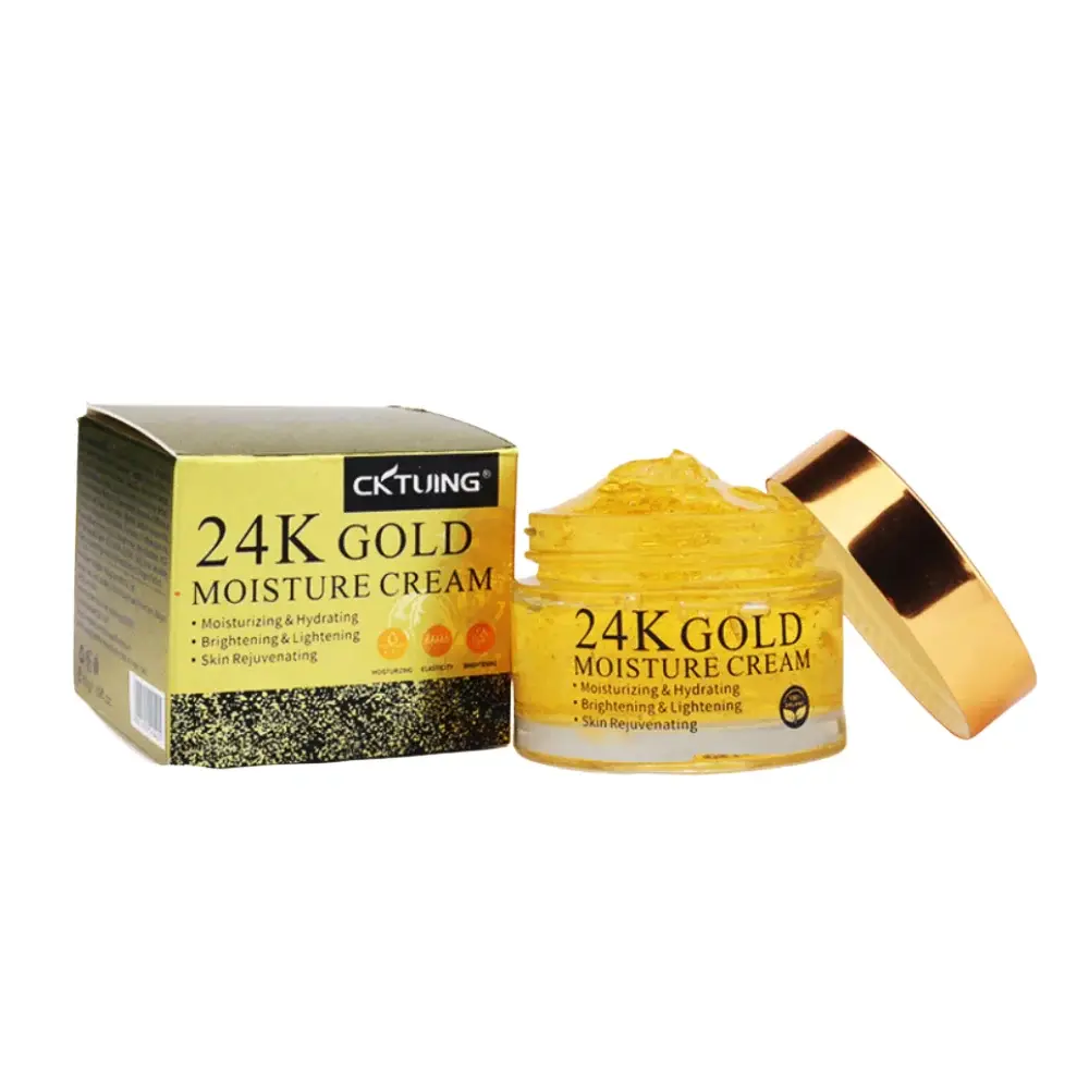 K-Beauty 24K Gold Infused Hyaluronic Acid Anti-Aging Face Moisturizer - Brightening, Deep Moisture, Smoothing, Radiant Glow, Nourishing for All Skin Types, 50g/1.76 oz
