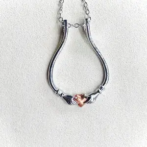 Claddagh Design Ring Keeper Necklace with Rose Gold Accent - Silver