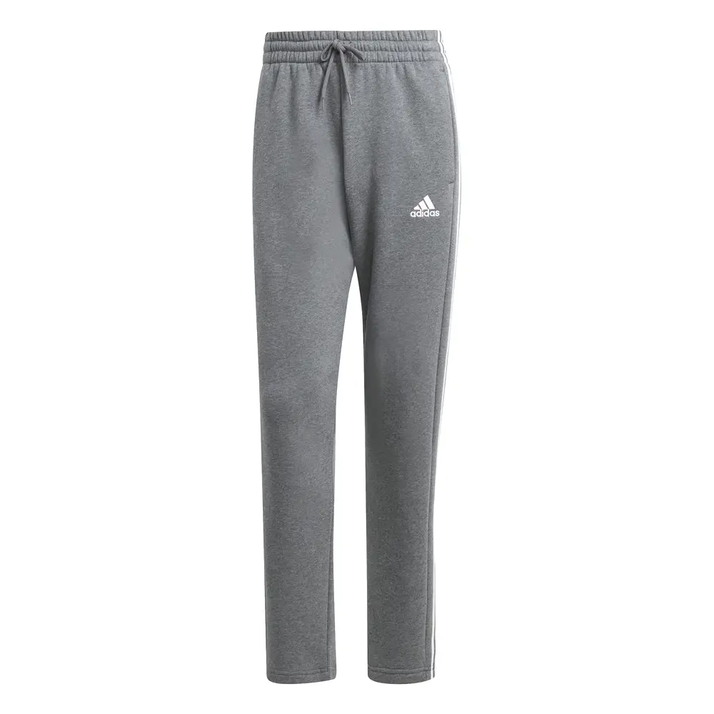 adidas Mens Essentials 3-Stripes Open Hem Fleece Joggers Casual - Grey adidas Mens Essentials 3-Stripes Open Hem Fleece Joggers Casual - Grey