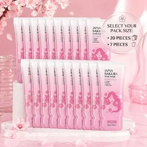 Japanese Cherry Blossom Hair Mask Set, 7 Sheets Pack, Intensive Moisturizing Hair Care for Dry Damaged Hair, Unisex Hair Treatment, Cleaning Products