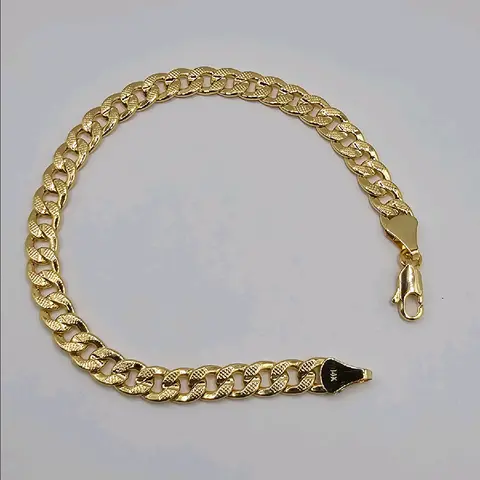 Cuban link bracelet GOLD PLATED cute style 8"inches 8 pulgadas oro laminado  stamp