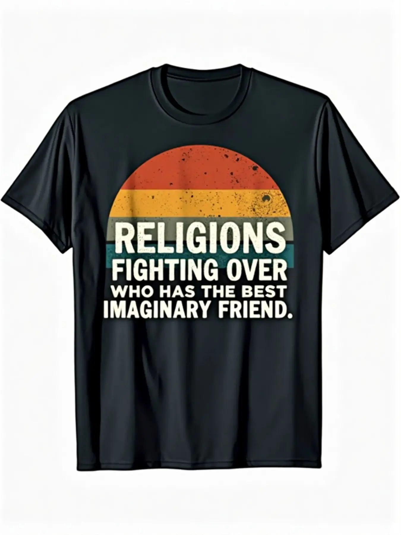 1pc Funny Atheist Sarcastic Religion Comic Graphic unisex soft cotton short sleeve t shirt, vintage graphic casual tee for men women teens, perfect birthday holiday gift for camping travel gym daily street casual wear
