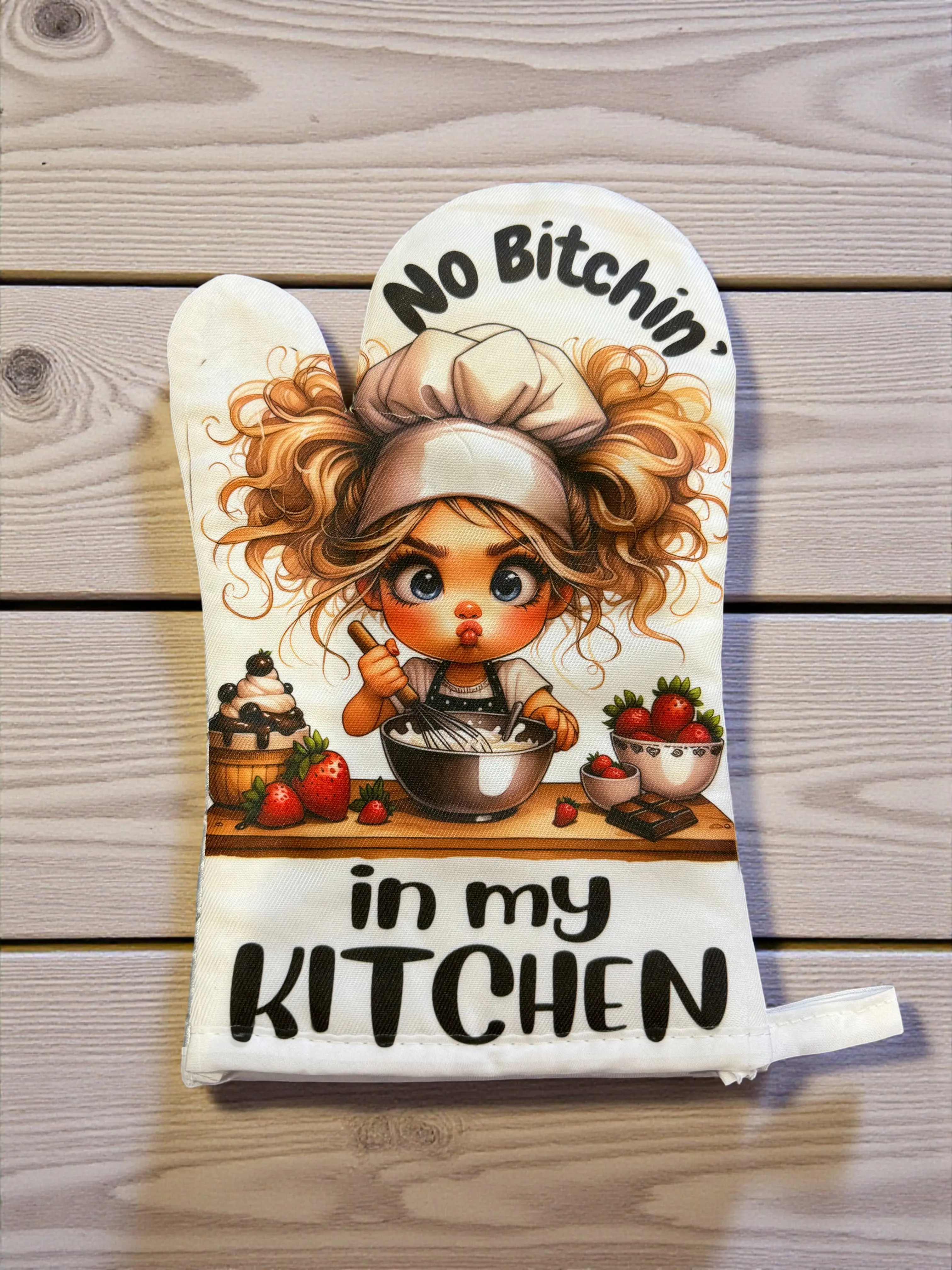 No Bitchin’ In My Kitchen Oven Mitt – Funny Baking Glove Gift