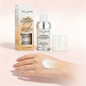 2PCS TLM Liquid Foundation Color Changing Concealer Waterproof Natural Brighten Skin Tone Face Cosmetics Makeup for Women & Men Cream Hydrating 30ML Lightweight Long Lasting Silky Glow 30ML