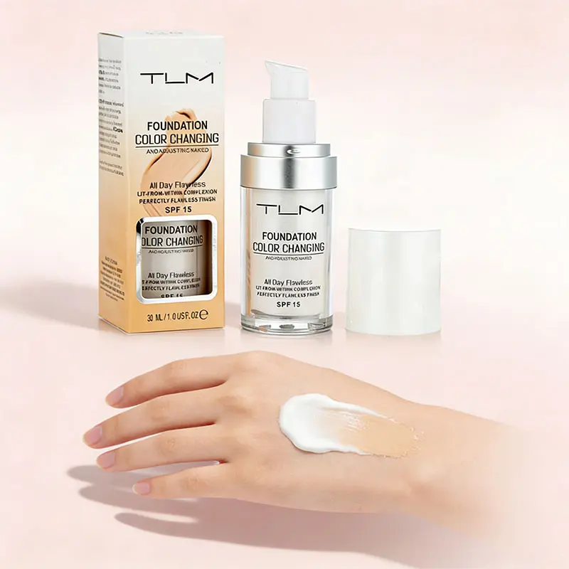 2PCS TLM Color Changing Liquid Foundation & Concealer Set, 30ML Moisturizing Radiance Makeup, Waterproof Lightweight Formula Foundation, Smooth Long-Lasting Silky Glow, Natural Brighten Skin Tone for Women (All Skin Types), Moisturizing Concealer