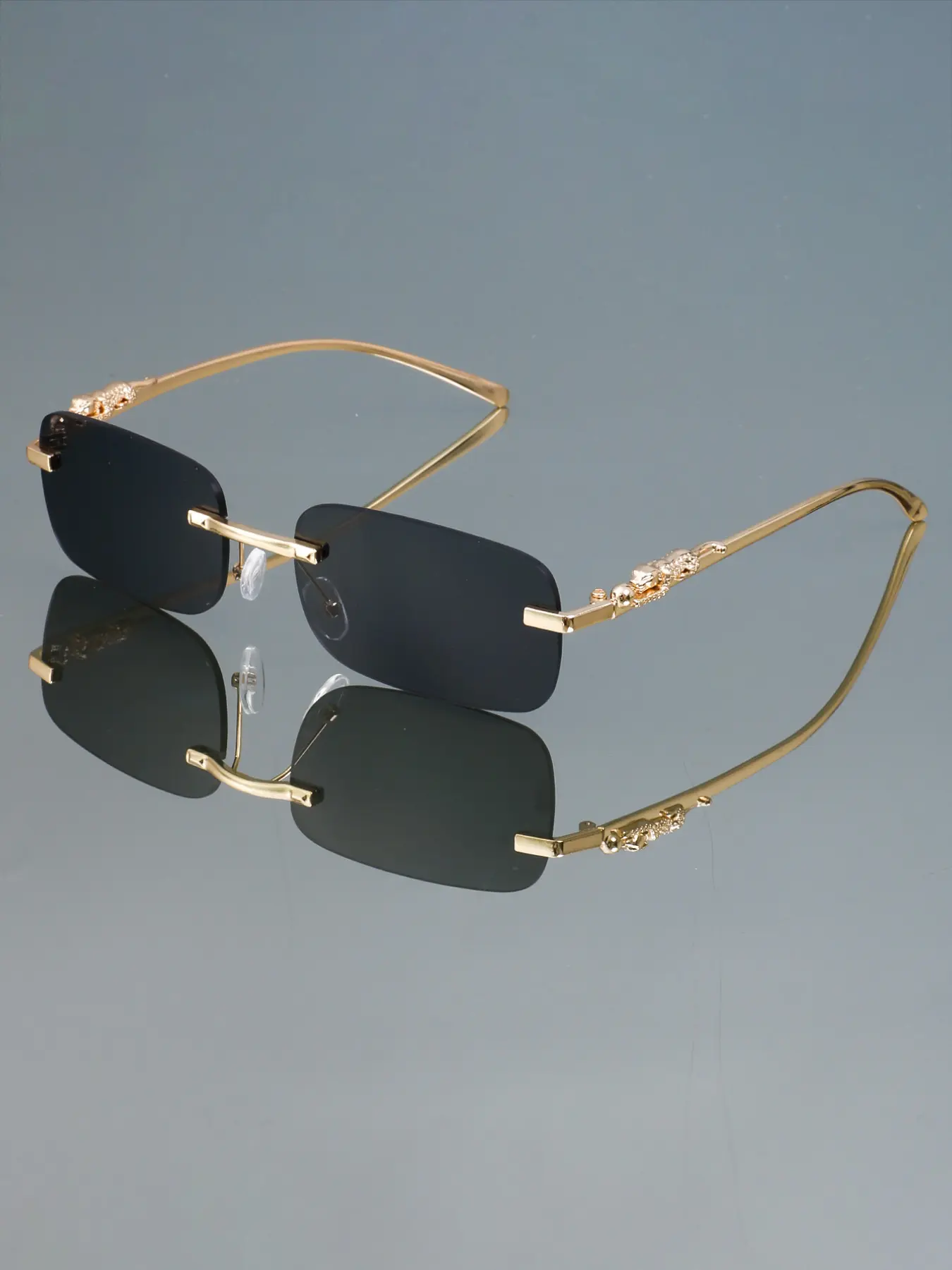 New Fashion Vintage Rectangular Glasses Unisex Frameless Simple Versatile Casual Daily Wear Decorative Eyewear Trendy Shades Square Eyewear