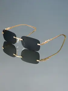 New Fashion Vintage Rectangular Glasses Unisex Frameless Simple Versatile Casual Daily Wear Decorative Eyewear Trendy Shades