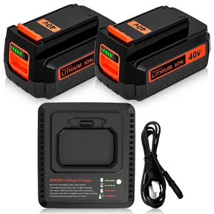 2 Pack Replacement for Black and Decker 40 volt Lithium Ion  Battery and Charger  LBX2040 LCS40 Power Tool Portable Durable High Capacity