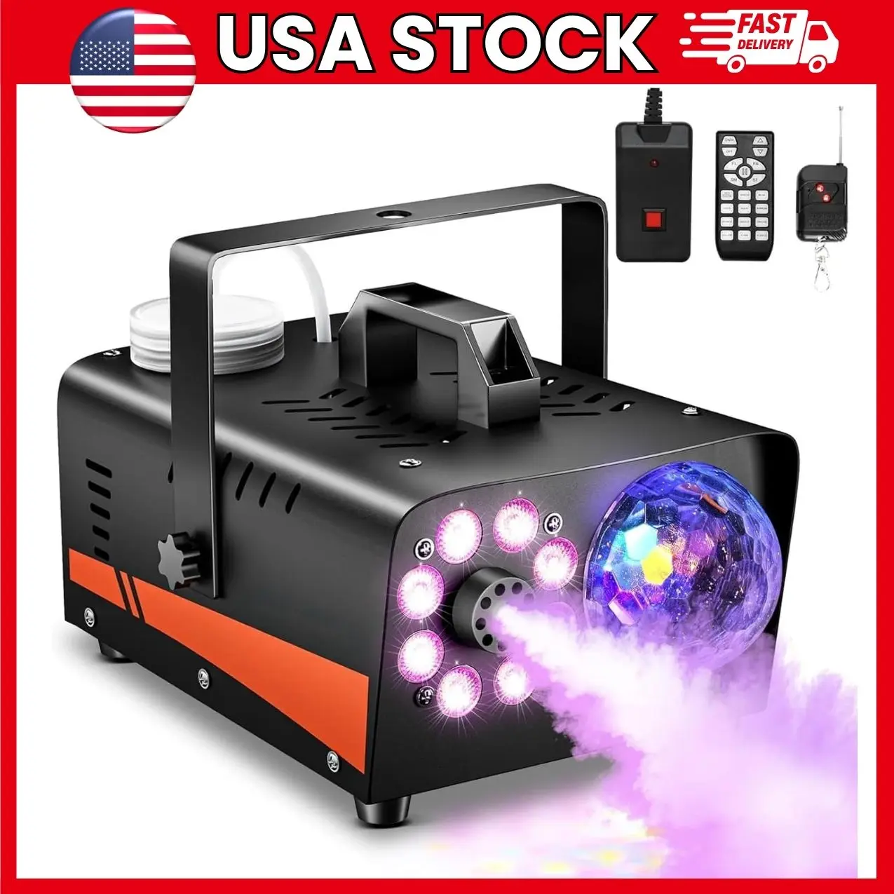 800W Fog Machine with 4500 CFM Output, RGB Disco Ball Lights, 13-Color Lighting Effects and Wireless Remote, Fast Heat-Up Smoke Machine for Halloween, Parties, Weddings and Stage Events | 800W fog machine smoke machine Halloween fogger 4500 CFM fog