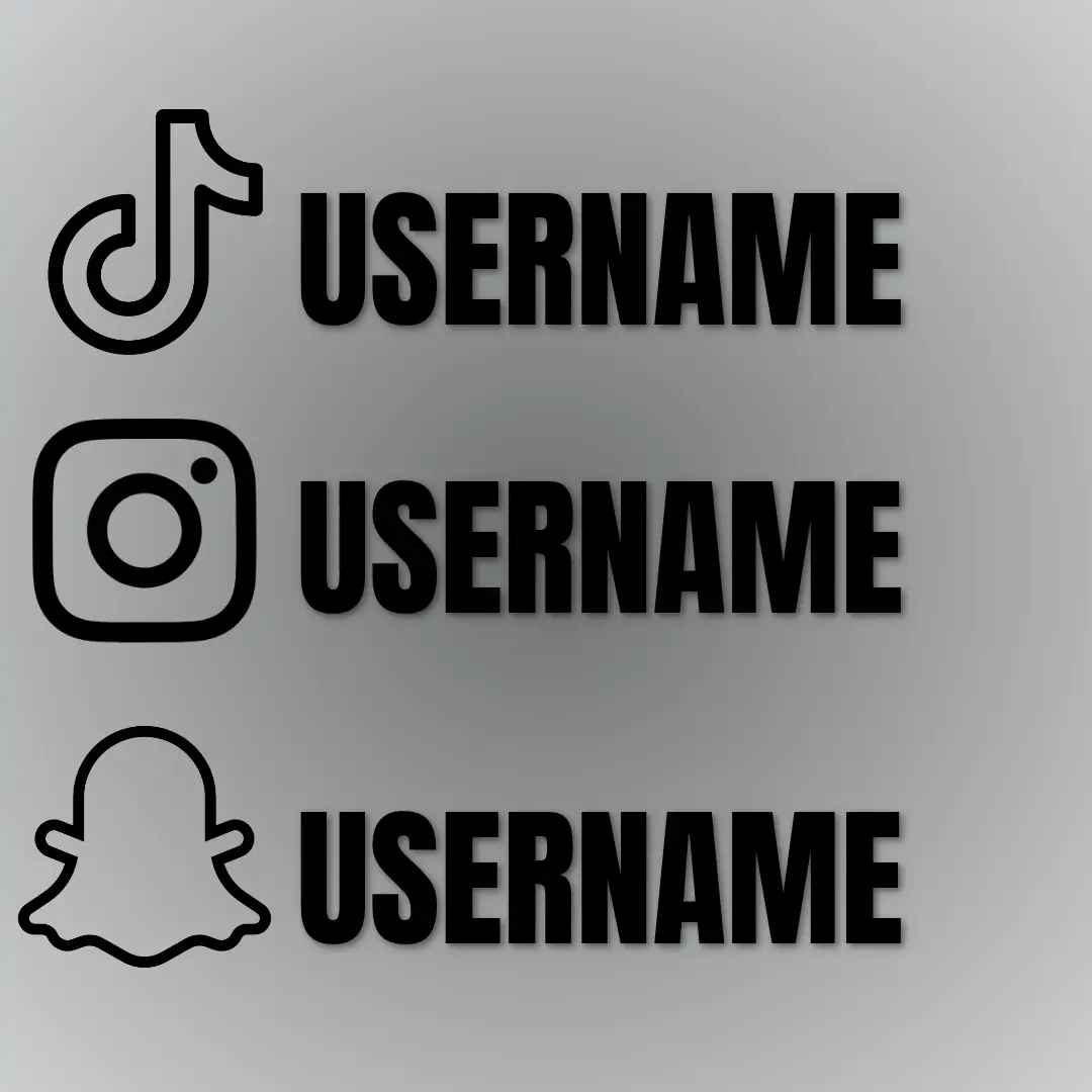 Custom Social Media Username Decal - Instagram, Tiktok, Snapchat Vinyl Car Sticker