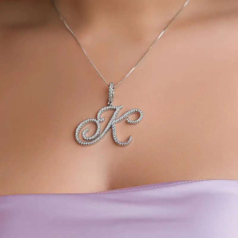 Custom Script Initial Necklace - Personalized Initial Necklace Pendant Jewelry