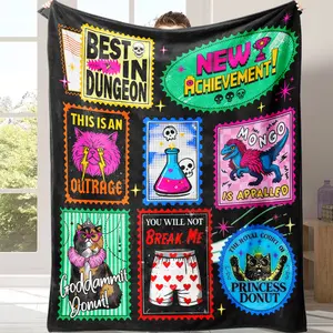 Dungeon Crawler Carl Themed Flannel Throw Blanket, Funny Stylish Soft Lightweight Plush Cover, Portable Warm Blanket Suitable for Sofa Bedroom Daily Use, Ideal Birthday Christmas Holiday Gift for Fans