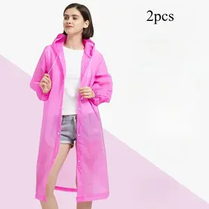 2-Pack Women's Plain Raincoat, Windproof Waterproof, Lightweight Breathable, Fashionable All-Season, Ideal for Daily Use, Rainy Day & Outdoor Activities
