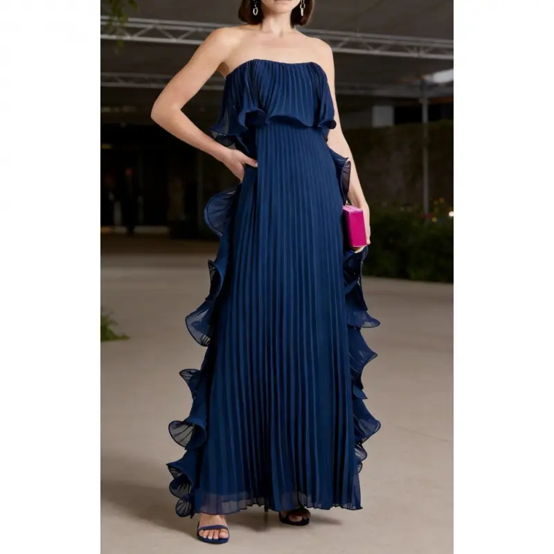 tube top flowy dress 2026 Summer Women Ruched Swing A Line Party Maxi Dress Style 26PCRO028PO0337