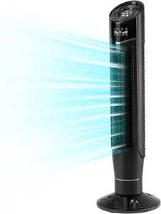 Xbeauty Tower Fan 360°Oscillating Quiet Cooling 24H Timer Remote Control Powerful Standing 8 Wind Speed 3 Wind Modes Ionizer Mode Bladeless Portable LED Display,Bedroom Office 40-Inch BLACK