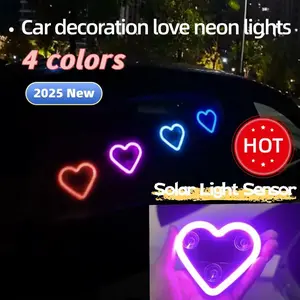 Car Solar Triangle Window Heart-shaped Light Emitting Heart-shaped Atmosphere Light Interior Wiring Free LED Atmosphere Light