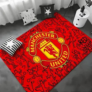 Football Club Manchester United Floor Mat Non-Slip Soft Flannel Thickened Rug Indoor Door Mat Ultra Soft Absorbent Wear-Resistant Floor Mat for Living Room Hallway Entryway Front Door Porch Durable Non-Skid Home Decoration Mat for Indoor Daily Use