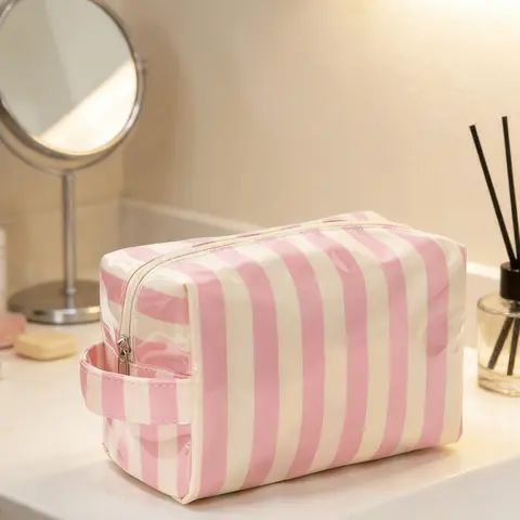Fashion Striped Design Handheld Makeup Bag, Cosmetics Bag, Large Capacity Waterproof Cosmetic Pouch, Travel Cosmetic Bags, Travel Toiletry Bag, Multifunctional Storage Organizer