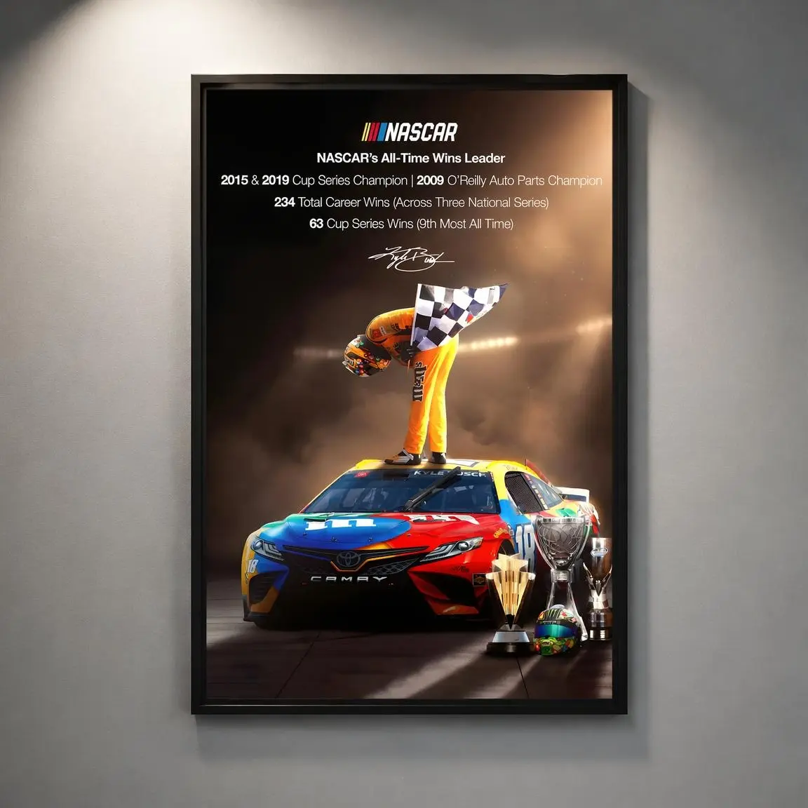 [No Frame] Kyle Busch NASCAR’s All-Time Wins Leader Poster – Vintage Racing Champion Wall Art, Motorsport Legend Tribute Print, Retro NASCAR Fan Decor