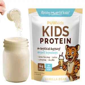 POWkids Vanilla Bean Protein + Daily Brain & Immune Support + Kids Protein Powder + 16g Protein, No Sugar, Organic, Colostrum Boost