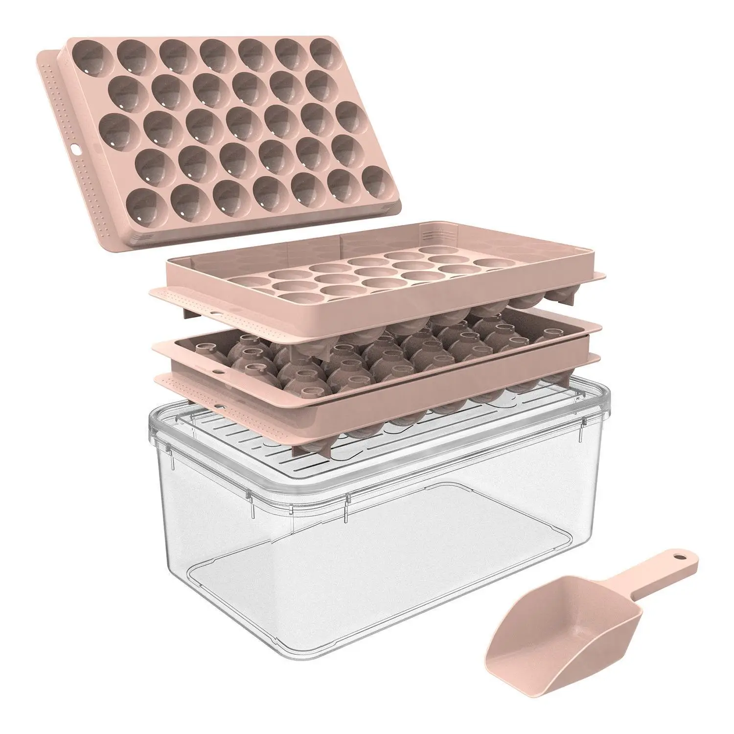 33-ball Ice Mold, 1 Set Including Ice Cube Tray & Scoop & Storage Box, Ice Ball Making Tool for Home Kitchen Accessories, 2024 Kitchen Gadgets