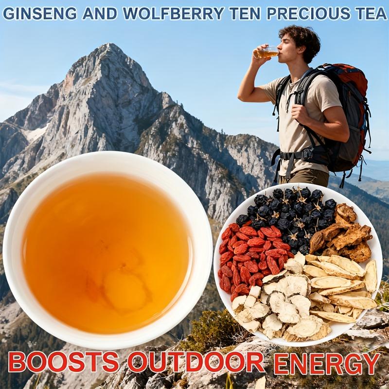 Ginseng Five Treasure Tea Traditional Kidney Cleansing Formula for Men Women Natural Herbal Remedy Health Boosting Drink Pure Ingredients Traditional Recipe Loaded Tea Beverage Christmas Gift Organic Chinese Tea