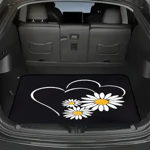 Single heart daisy flower design trunk mat - easy-to-clean interior fabric, suitable for any car model, colorful trunk decoration, an ideal gift for Mother's Day, Father's Day, and Valentine's Day