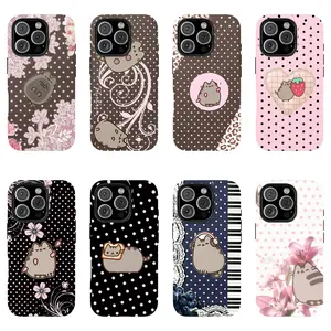 Pusheen The Cat Phone Case, Polka Dot Shockproof Case Cover Compatible With iPhone 16 15 14 13 12 11 Pro Max Galaxy S25 S24 S23 S22 Ultra, Gift For Christmas