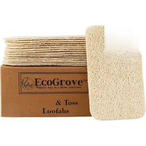 EcoGrove Loofah Sponges 100% All Natural BPA Free Eco-Friendly Biodegradable 30 Pack Compressed Versatile for Kitchen Face & Body Cleaning Soap Making