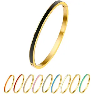 Love Friendship Bracelet Bangle Colorful Orange Enamel Bangles Bracelets for Women Party Fashion Bangles Stainless Steel  Birthday with Gifts Box