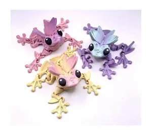 Flexible 3D Printed Fairy Frog with Wings & Moveable Joint - Fun Stress Relief Toy - Decoration Ornament for Home & Office - Cute Collectible Figure Gift for Kids & Adults