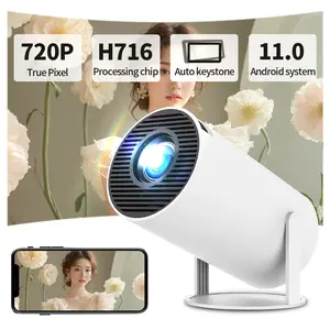 Portable Small Size Mini Cannon-Style LED Android Projector with Android OS Support, 720P Resolution, WiFi 6 Enabled, Bluetooth 5.0, 4K HD Support, Audio Compatibility, for Netflix, YouTube, Prime Video, Dual-Source Functionality, Wireless