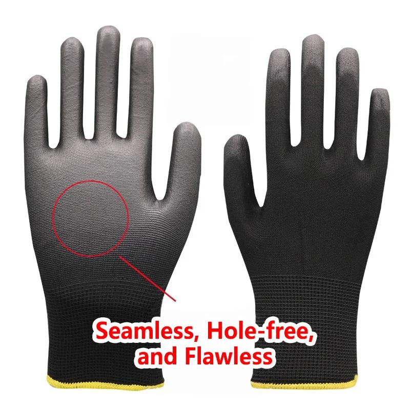12PCS Black PU Coating Gloves Anti-Slip Multi-scenario Nylon PU Gloves Durable Gardening Machinery Automotive Repair 12PCS Black PU Coating Gloves Anti-Slip Multi-scenario Nylon PU Gloves Durable Gardening Machinery Automotive Repair