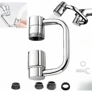 1PACK  U Shape Faucet Extender - 360° Rotatable Universal Faucet Aerator Extension Attachment for Bathroom Sink & Kitchen Sink, Splash-Free Dual-Mode Flow, Easy Install with Adapters aerator extender outdoorfun tap head replacement