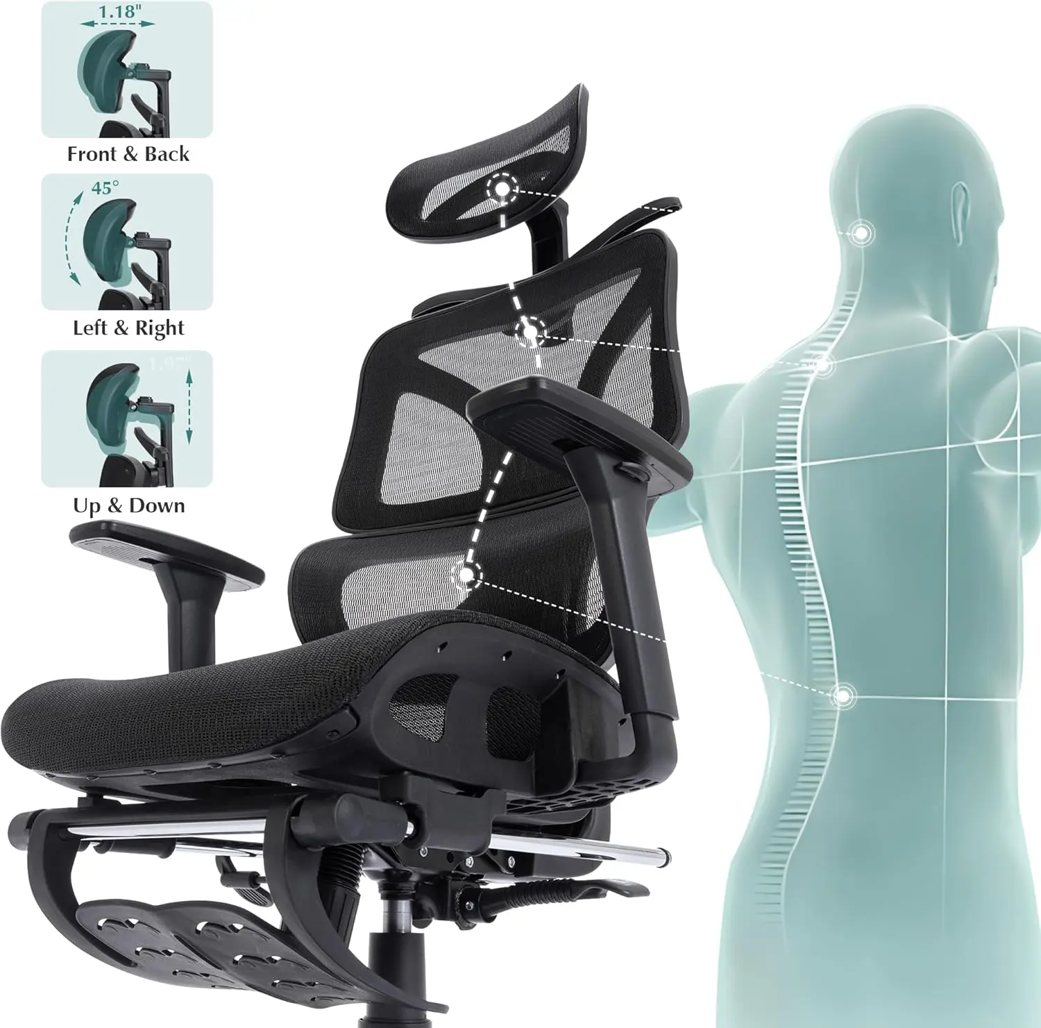 Mesh Keywords VECELO Ergonomic Mesh Office Chair with Footrest - Black - TikTok Shop