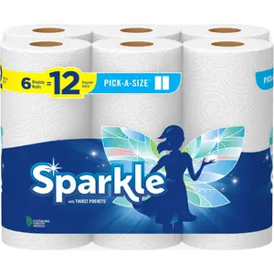Pick-A-Size Paper Towels, 6 Double Rolls = 12 Regular Rolls, Everyday Value Paper Towel With Full And Half Sheets