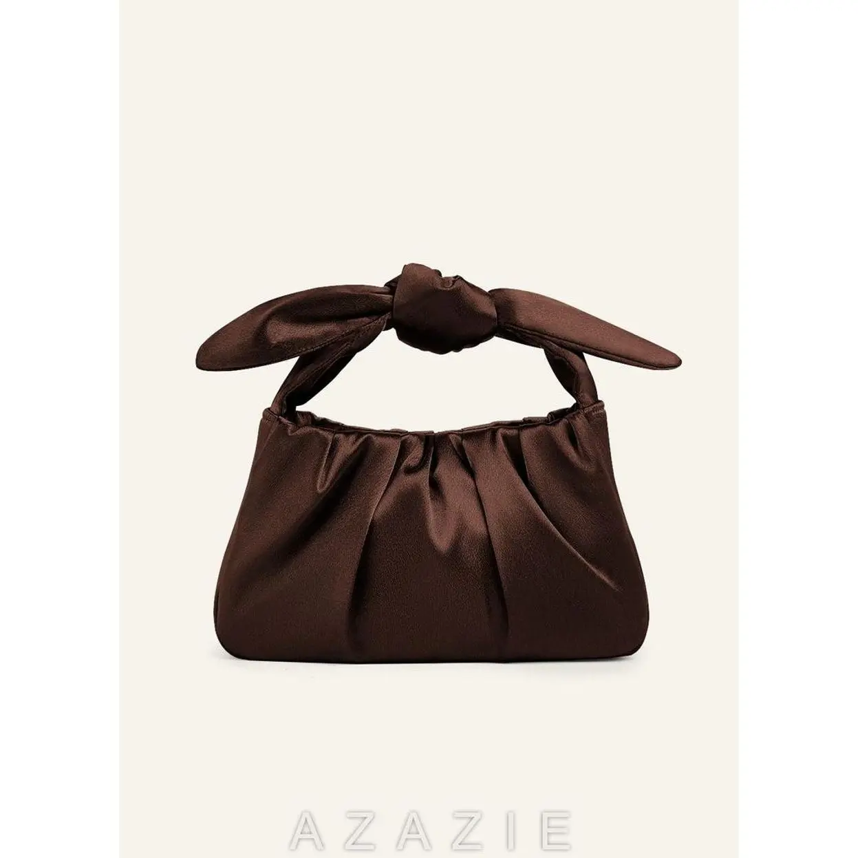Matching Color Metallic Satin Knotted Handle Handbag