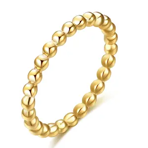 Stainless Steel Geometric Bead 2MM Non Fading Waterproof Solid Couple Ring for Unisex