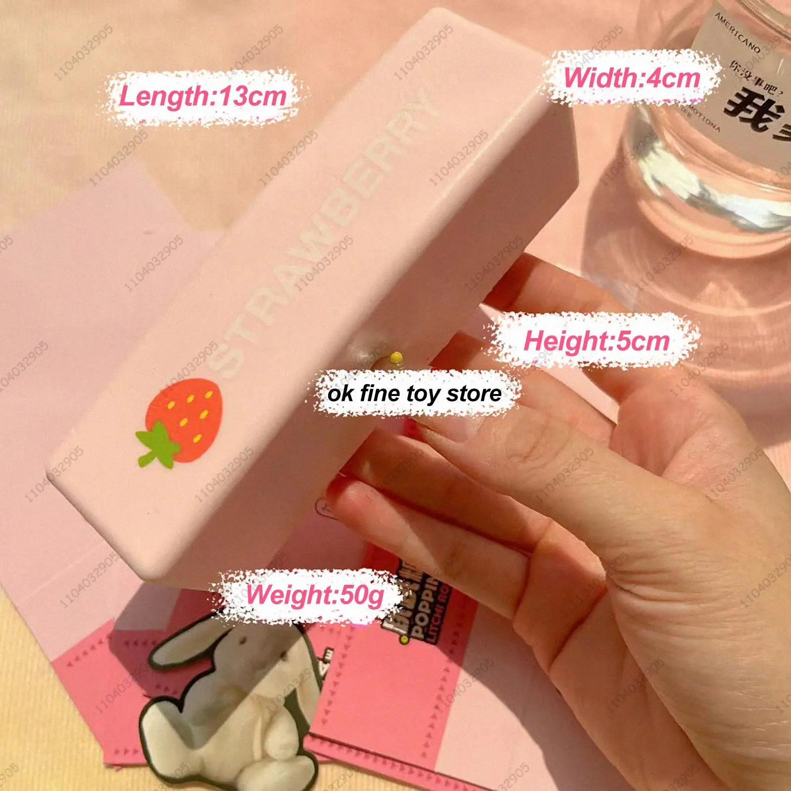 Unisex Strawberry Milk Slow-Rising Squishy Toy - Premium Stress Relief Sensory Toy, Moist-Soft-Sticky ASMR Relaxation Item, High-Elasticity & Long-Lasting Fun, 14*4*5cm 50g Incredibly Realistic & Satisfying Fidget Stocking Stuffer for Kids-Adults