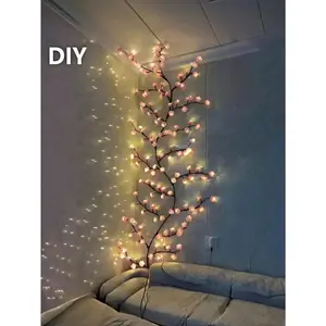 DIY Cherry Tree Lamp with 72/96/144 LEDs Bendable LED Branch Lamp 8 Flashing Modes USB Powered Indoor Atmosphere Decoration for Bedrooms Living Rooms Walls Parties Festivals Weddings Lighted Floor Standing Light Up Rose