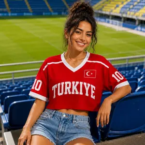Personalized Turkiye Soccer Croptop Jersey, Turkey Custom Name Number Football Jersey Red Top, Jersey For Supporters