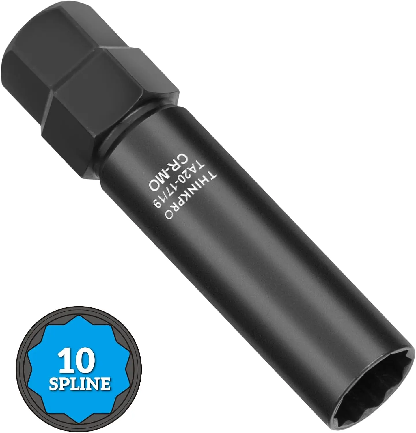 Cr-Mo Steel 10-Spline Lug Nut Key Socket - TA20 Design, 17/19mm Hex Drive, Compatible with Bimecc TA20 10-Spline Lug Nuts & Bolts