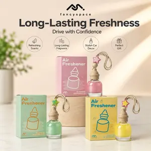 Hanging Car Air Freshener with Glitter – Cute Bottle Design, 0.34 floz, 30 Days Long-Lasting Scent, Rearview Mirror Air Freshener for Women & Men, For Car, Room, Closet & Workspace